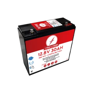 Front View of a High-Capacity 12V 30Ah Lithium Battery, ready to empower your adventures.