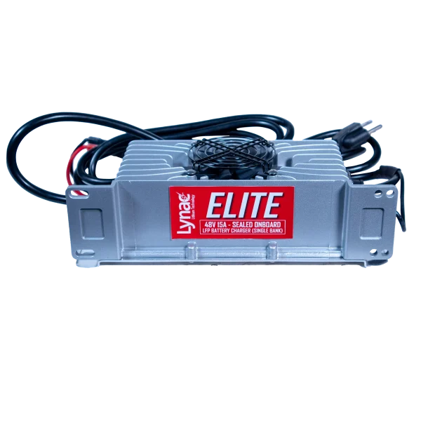 Elite 48V 15A Sealed Onboard Lithium Charger, delivering efficient and reliable charging for your 48V lithium battery system.