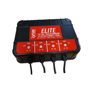 Front View of an Elite 12V 40A Sealed Onboard Lithium Charger, delivering efficient charging for your lithium batteries.