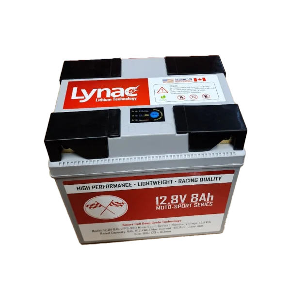 Top View of a High-Performance 12V 8Ah Lithium Motocross Battery, ready for race and adventure.