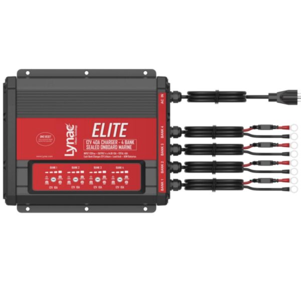 ELITE Series 12V 40A Charger - 4 Bank, Sealed Onboard Marine